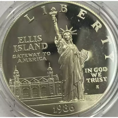 1986-S MINT COMMEMORATIVE STATUE OF LIBERTY 90% SILVER DOLLAR COIN MISSING OGP