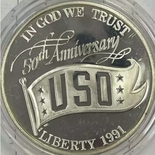 1991-S United Service Organizations Proof silver dollar - missing some/all OGP