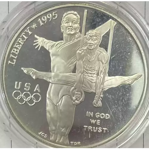 1995-P XXVI Olympiad Gymnastics Proof Silver Dollar - missing some/all OGP