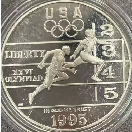 1995-P XXVI Olympiad Track & Field Proof Silver Dollar - missing some/all OGP